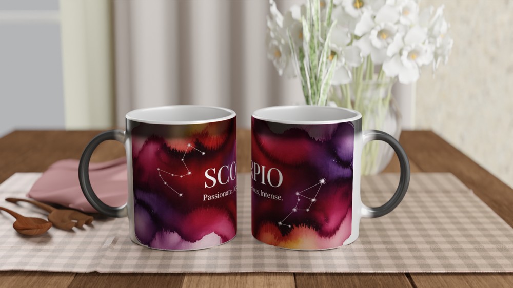 Scorpio Mug | Zodiac Constellation Gift | Astrology Birthday Present | Watercolor Star Sign Mug — view 3