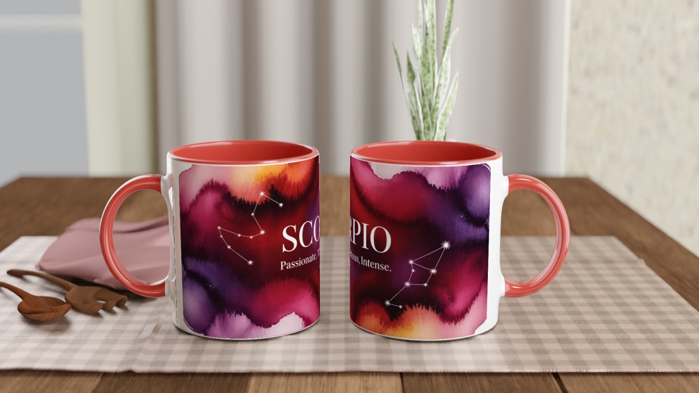 Scorpio Mug | Zodiac Constellation Gift | Astrology Birthday Present | Watercolor Star Sign Mug — view 7