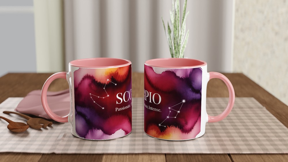 Scorpio Mug | Zodiac Constellation Gift | Astrology Birthday Present | Watercolor Star Sign Mug — view 6