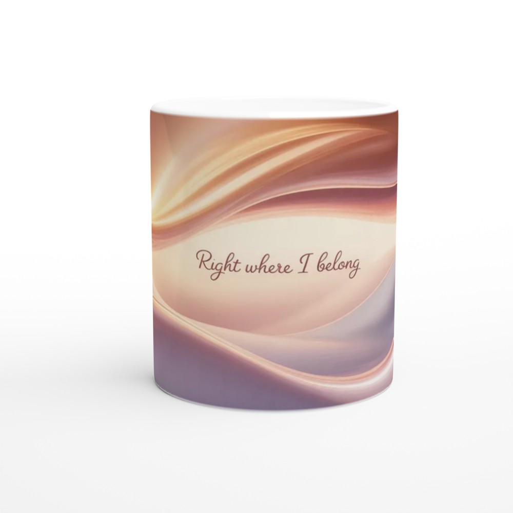 Romantic Gift Mug | 'Right Where I Belong' Quote | Anniversary Present for Husband or Wife | Cute Couple Keepsake — view 11