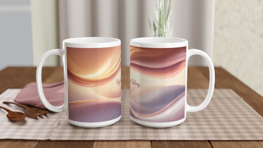 Romantic Gift Mug | 'Right Where I Belong' Quote | Anniversary Present for Husband or Wife | Cute Couple Keepsake — view 2