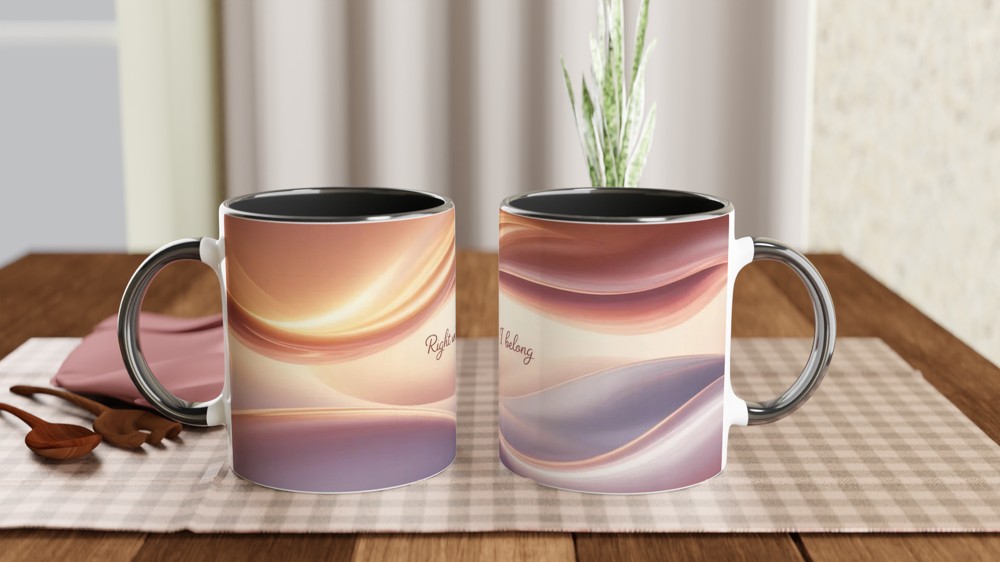 Romantic Gift Mug | 'Right Where I Belong' Quote | Anniversary Present for Husband or Wife | Cute Couple Keepsake — view 9