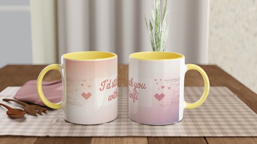 Funny Valentine Mug | I'd Still Fuck You Without WiFi | Rude Anniversary Gift for Husband Wife | Cheeky Couple Coffee Cup — view 8