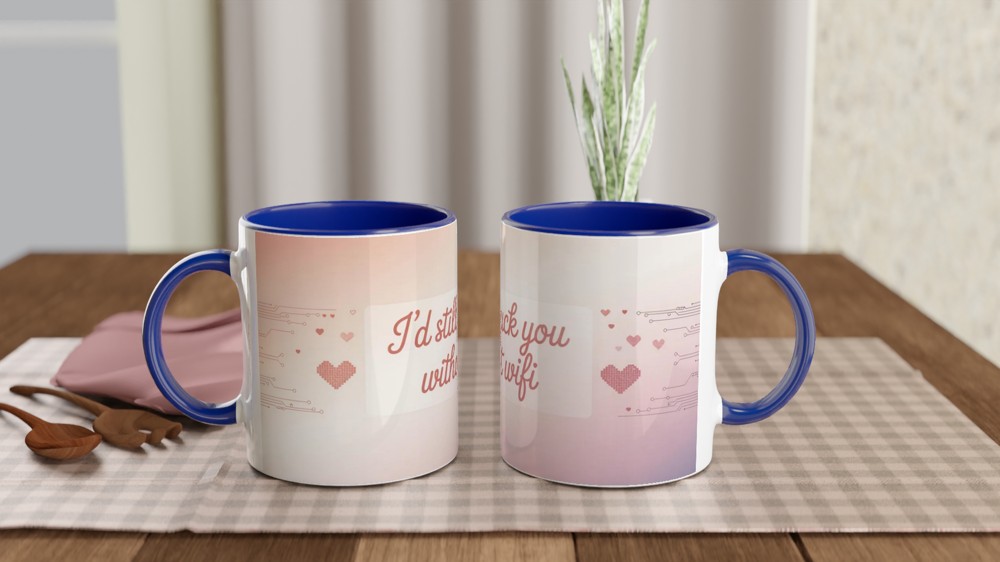 Funny Valentine Mug | I'd Still Fuck You Without WiFi | Rude Anniversary Gift for Husband Wife | Cheeky Couple Coffee Cup — view 4