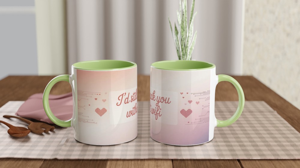 Funny Valentine Mug | I'd Still Fuck You Without WiFi | Rude Anniversary Gift for Husband Wife | Cheeky Couple Coffee Cup — view 5