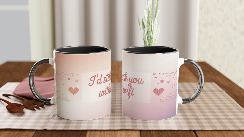 Funny Valentine Mug | I'd Still Fuck You Without WiFi | Rude Anniversary Gift for Husband Wife | Cheeky Couple Coffee Cup — view 9
