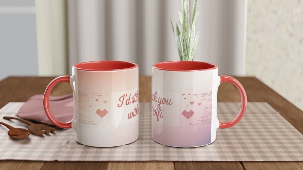 Funny Valentine Mug | I'd Still Fuck You Without WiFi | Rude Anniversary Gift for Husband Wife | Cheeky Couple Coffee Cup — view 7