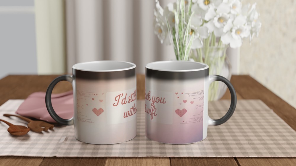 Funny Valentine Mug | I'd Still Fuck You Without WiFi | Rude Anniversary Gift for Husband Wife | Cheeky Couple Coffee Cup — view 3