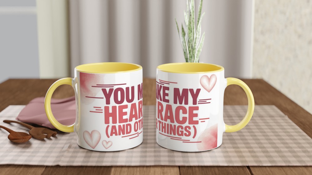 Funny Valentine's Day Mug | 'You Make My Heart Race' Quote | Cheeky Anniversary Gift | Romantic Mug for Husband or Wife — view 8