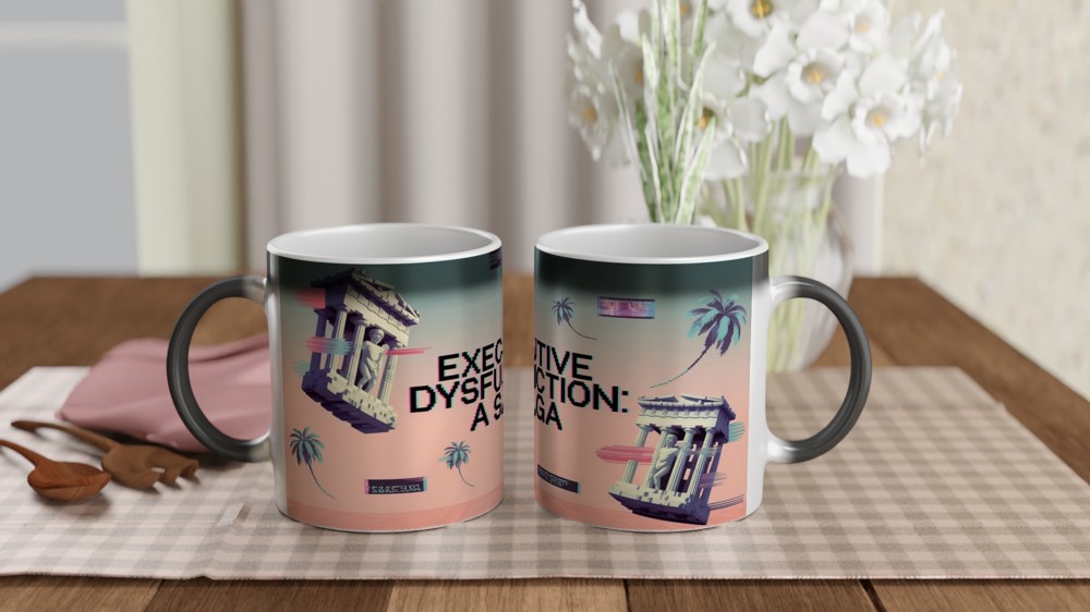 Executive Dysfunction Mug | Funny Mental Health Gift | Vaporwave Aesthetic Mug | Birthday Present for Best Friend or Colleague — view 3