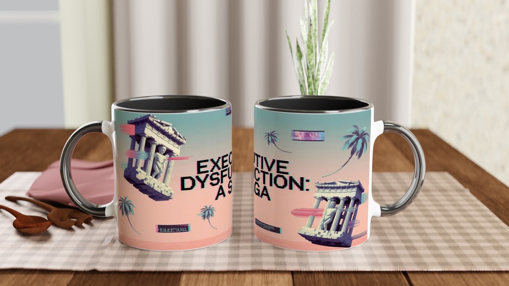 Executive Dysfunction Mug | Funny Mental Health Gift | Vaporwave Aesthetic Mug | Birthday Present for Best Friend or Colleague — view 9
