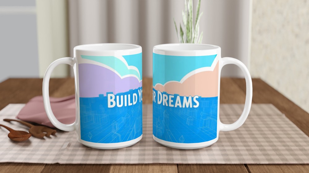 Build Your Dreams Motivational Blueprint City Mug — view 2