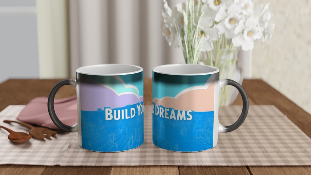 Build Your Dreams Motivational Blueprint City Mug — view 3