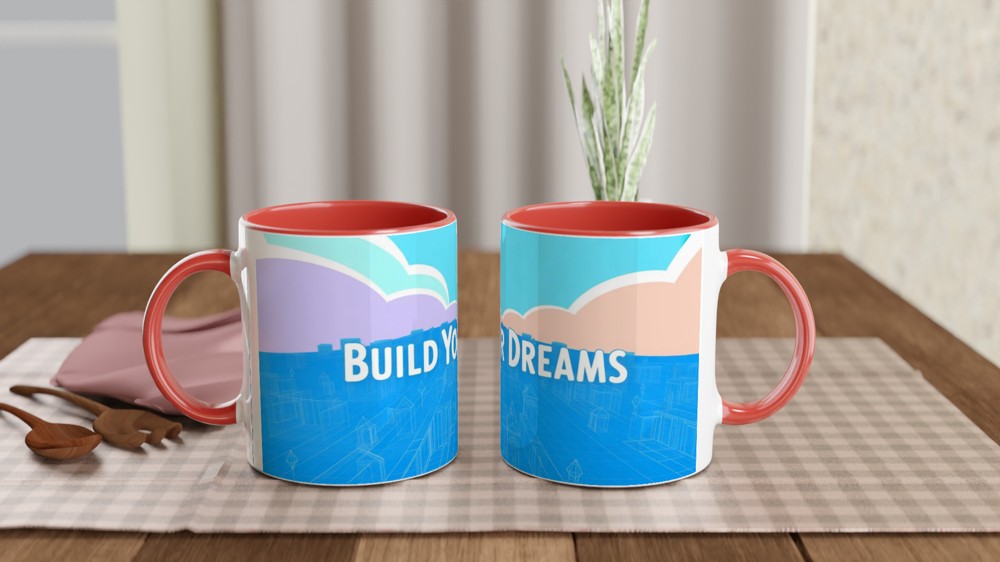 Build Your Dreams Motivational Blueprint City Mug — view 7