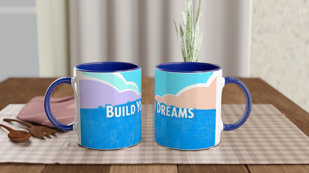 Build Your Dreams Motivational Blueprint City Mug — view 4