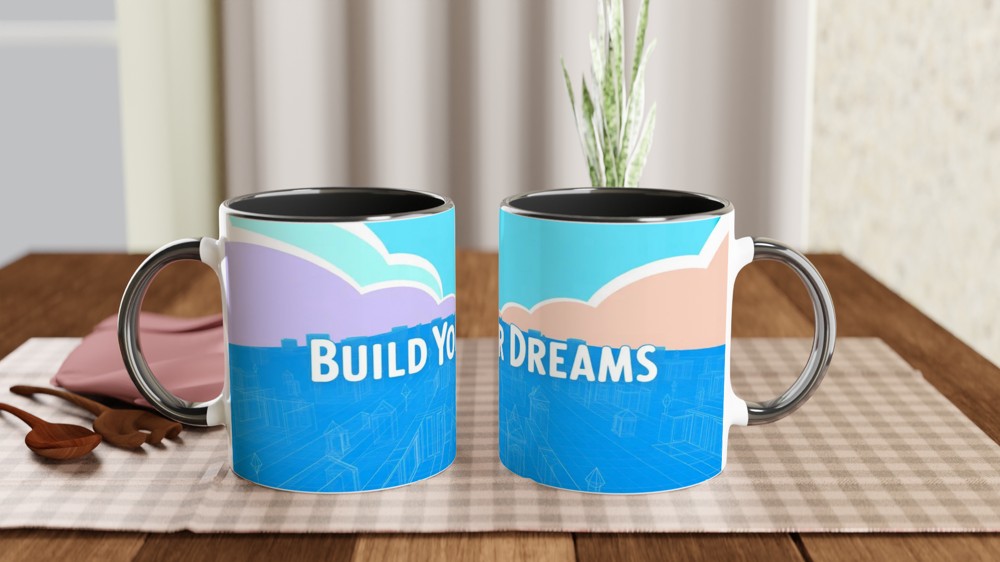 Build Your Dreams Motivational Blueprint City Mug — view 9