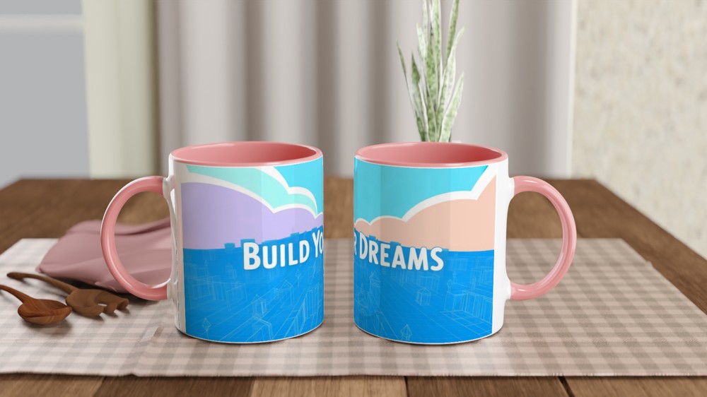 Build Your Dreams Motivational Blueprint City Mug — view 6