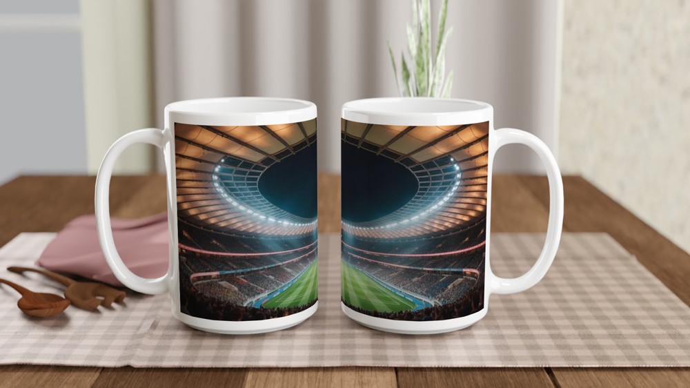 Football Stadium Mug | World Cup 2026 Inspired Gift | Soccer Fan Present for Dad | Panoramic Sports Art Mug — view 2