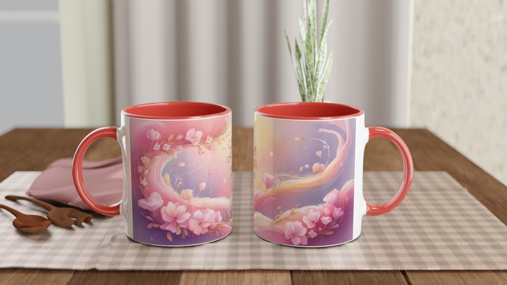 Love Starts Here Mug | Romantic Anniversary Gift | Valentine's Day Present for Couples | Wrap Around Art Coffee Cup — view 7