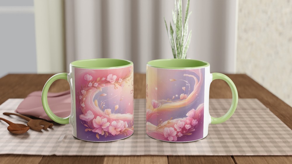 Love Starts Here Mug | Romantic Anniversary Gift | Valentine's Day Present for Couples | Wrap Around Art Coffee Cup — view 5