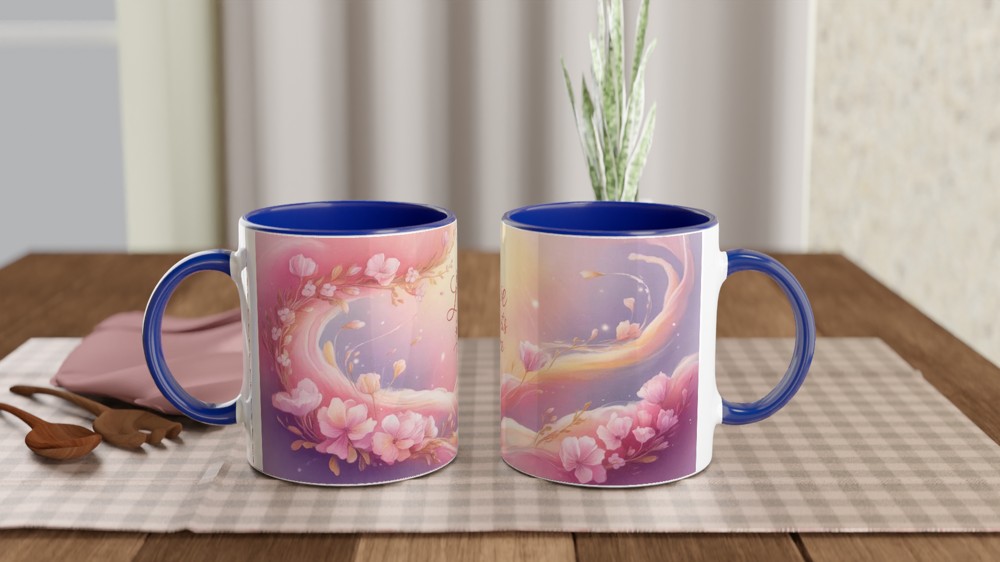 Love Starts Here Mug | Romantic Anniversary Gift | Valentine's Day Present for Couples | Wrap Around Art Coffee Cup — view 4