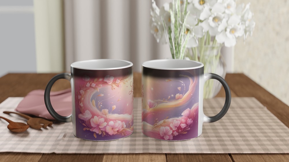 Love Starts Here Mug | Romantic Anniversary Gift | Valentine's Day Present for Couples | Wrap Around Art Coffee Cup — view 3