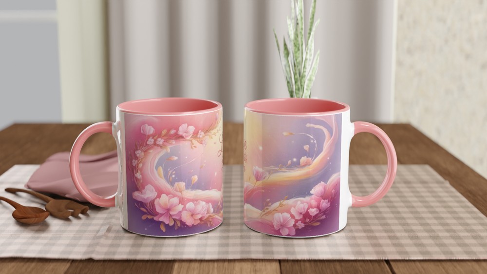 Love Starts Here Mug | Romantic Anniversary Gift | Valentine's Day Present for Couples | Wrap Around Art Coffee Cup — view 6