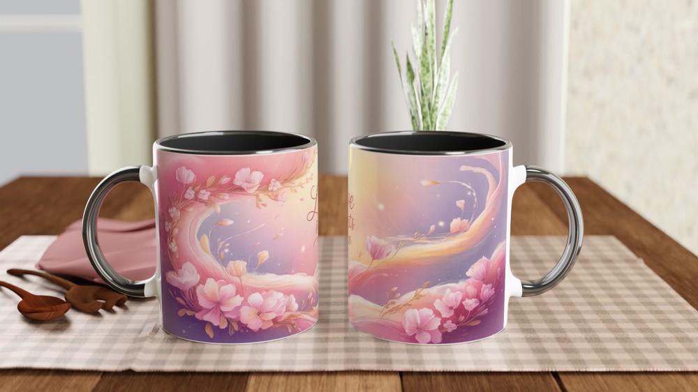 Love Starts Here Mug | Romantic Anniversary Gift | Valentine's Day Present for Couples | Wrap Around Art Coffee Cup — view 9