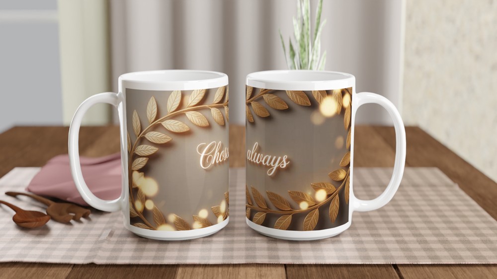 Chosen Always Mug | Romantic Anniversary Gift | Valentine's Day Present for Husband Wife Couple | Laurel Wrap Around Design — view 2