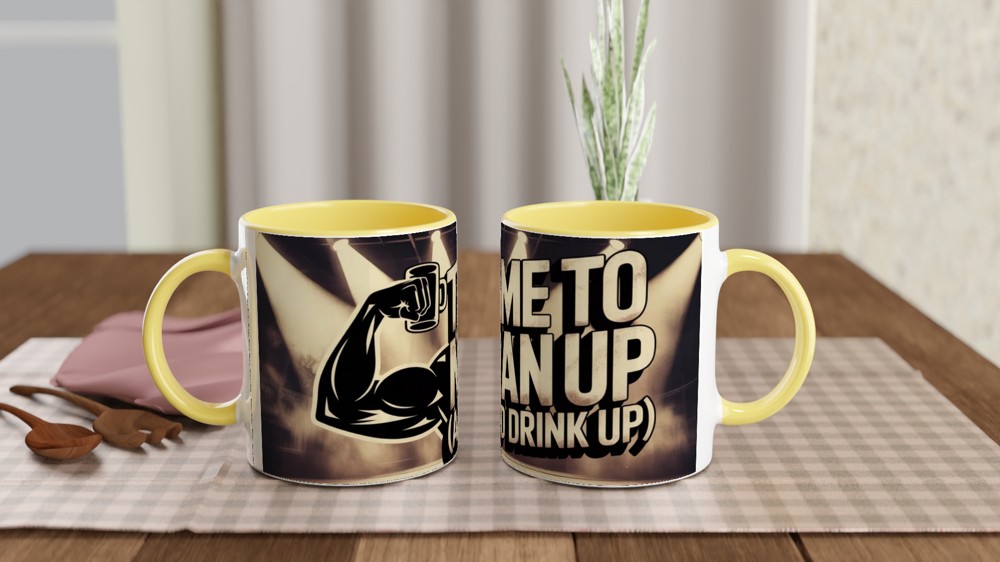 Time To Man Up And Drink Up - Funny Muscular Arm Mug — view 8