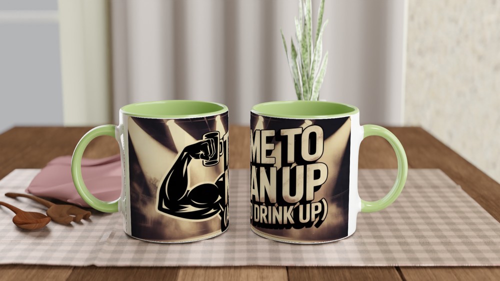 Time To Man Up And Drink Up - Funny Muscular Arm Mug — view 5
