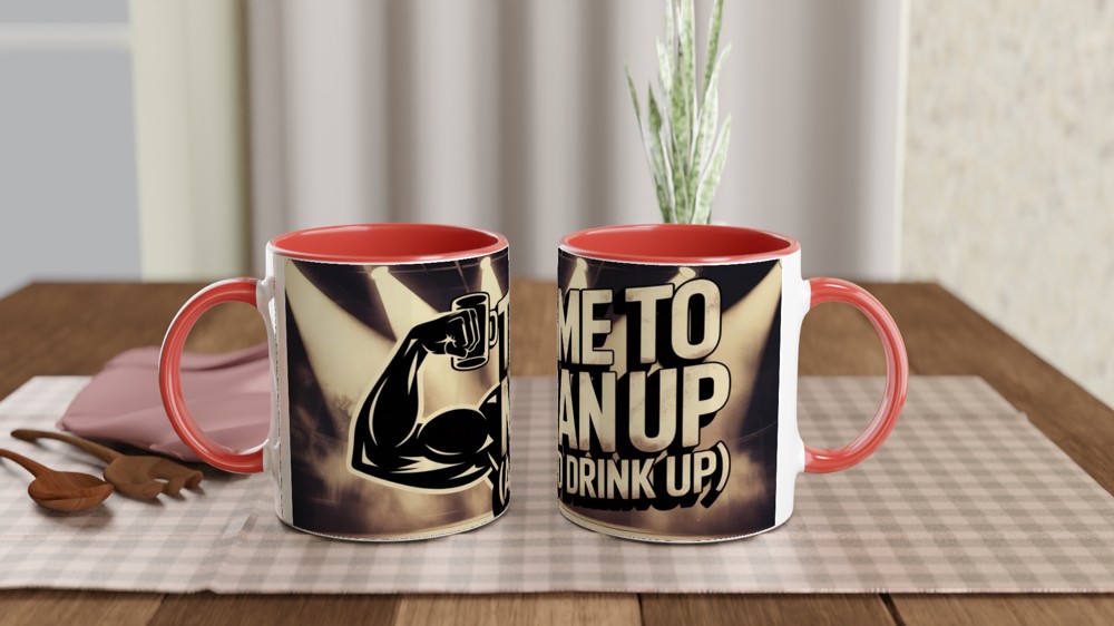 Time To Man Up And Drink Up - Funny Muscular Arm Mug — view 7