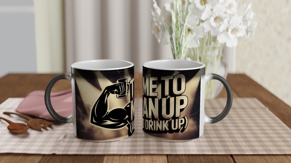 Time To Man Up And Drink Up - Funny Muscular Arm Mug — view 3