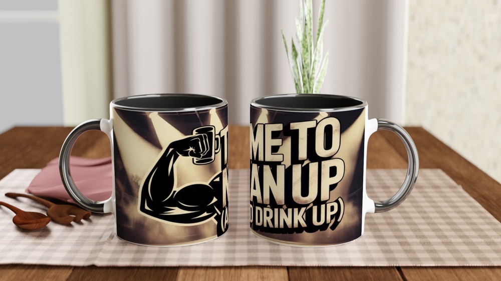 Time To Man Up And Drink Up - Funny Muscular Arm Mug — view 9