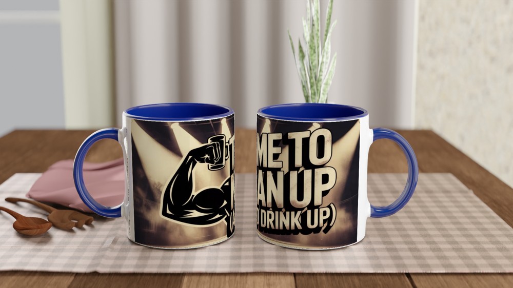 Time To Man Up And Drink Up - Funny Muscular Arm Mug — view 4