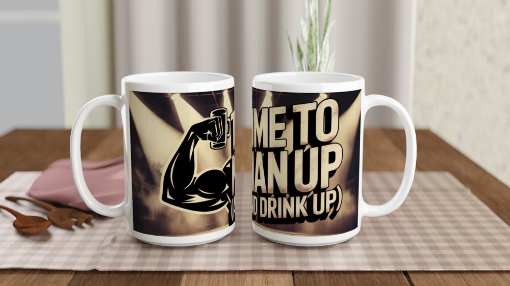 Time To Man Up And Drink Up - Funny Muscular Arm Mug — view 2