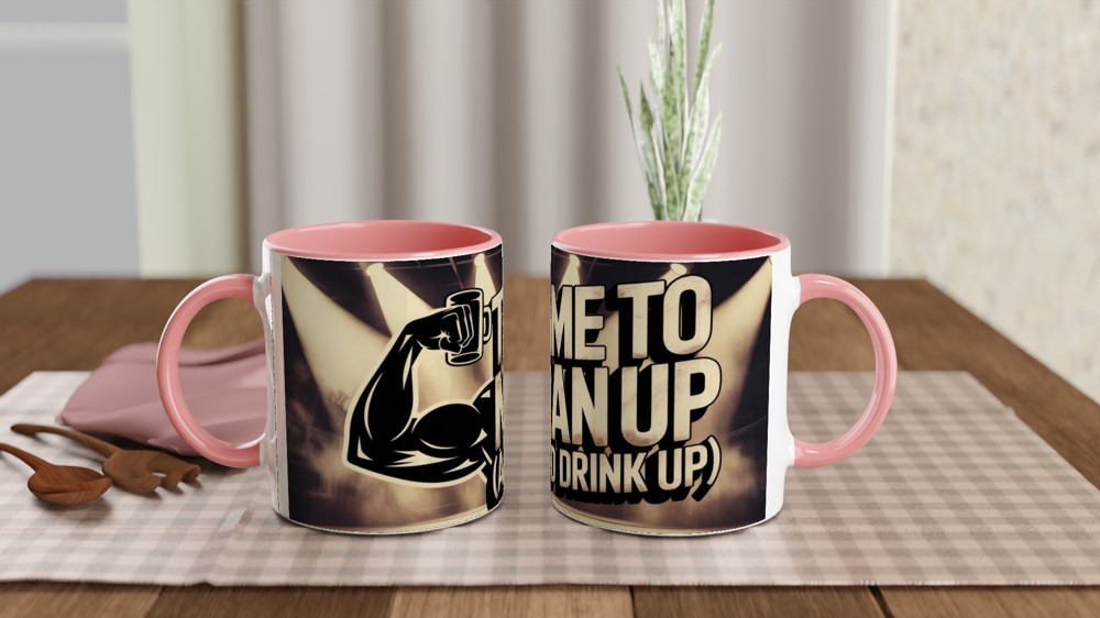 Time To Man Up And Drink Up - Funny Muscular Arm Mug — view 6