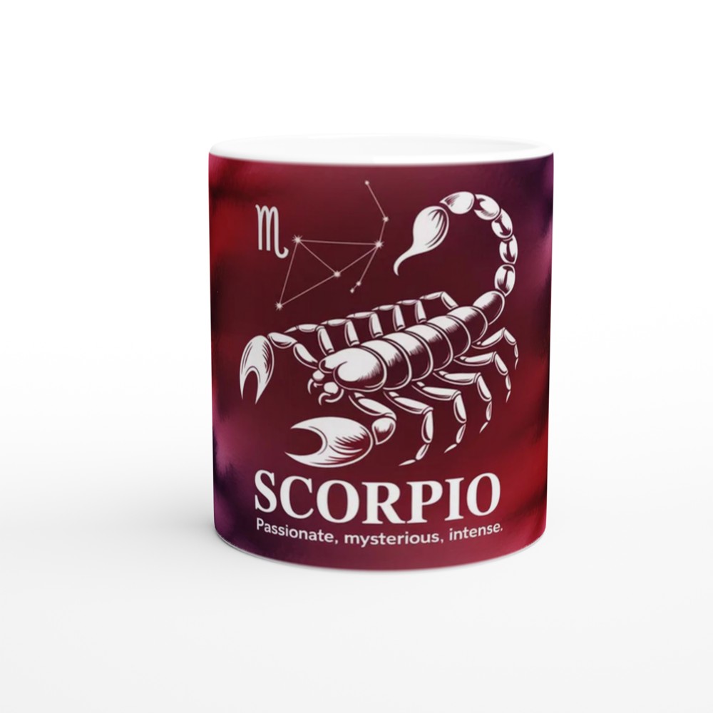 Scorpio Mug | Astrology Zodiac Gift | Crimson Watercolour Scorpion Cup | Birthday Present for Scorpio Men and Women — view 11