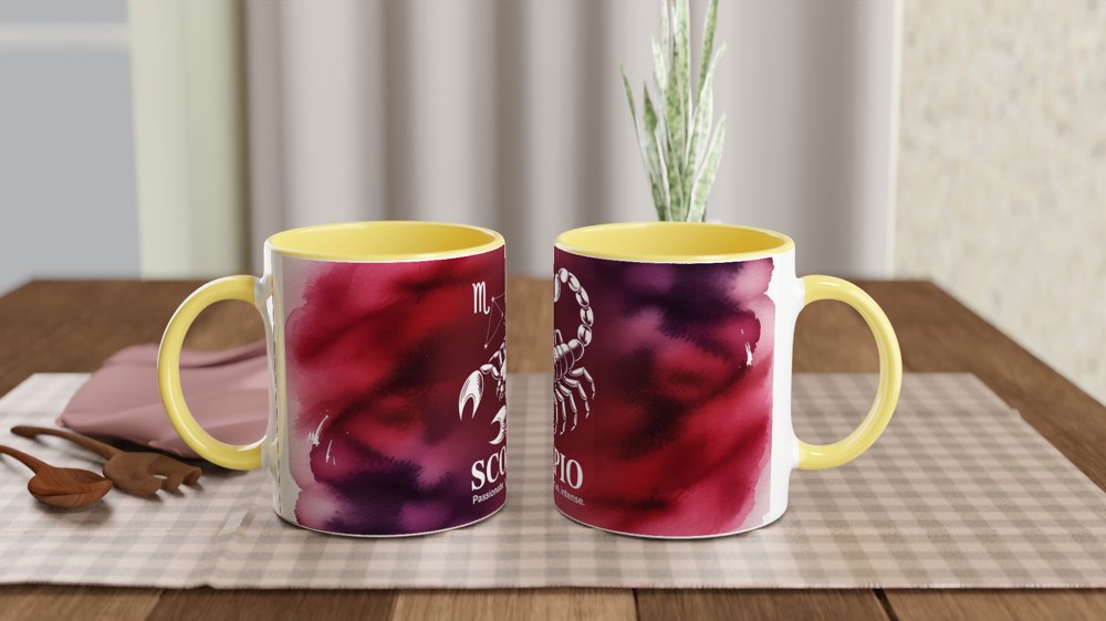 Scorpio Mug | Astrology Zodiac Gift | Crimson Watercolour Scorpion Cup | Birthday Present for Scorpio Men and Women — view 8