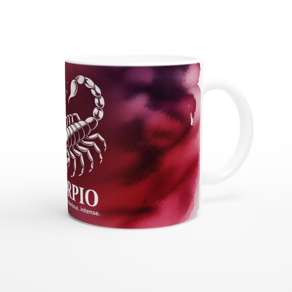 Scorpio Mug | Astrology Zodiac Gift | Crimson Watercolour Scorpion Cup | Birthday Present for Scorpio Men and Women — view 12