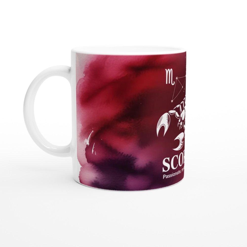 Scorpio Mug | Astrology Zodiac Gift | Crimson Watercolour Scorpion Cup | Birthday Present for Scorpio Men and Women — view 10