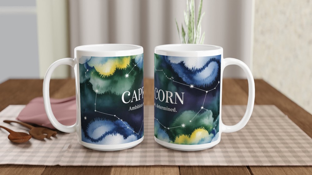 Capricorn Mug | Zodiac Constellation Gift | Astrology Birthday Present for Her or Him | Ambitious Steady Determined Mug — view 2
