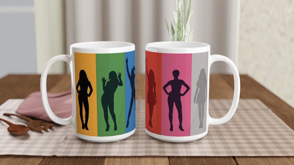Colorful Women Silhouettes Pop Art Design — view 2