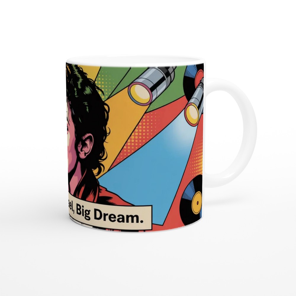 MJ the Musical Mug | Little Michael Big Dream Quote | Musical Theatre Gift | Retro Pop Art Coffee Cup — view 12