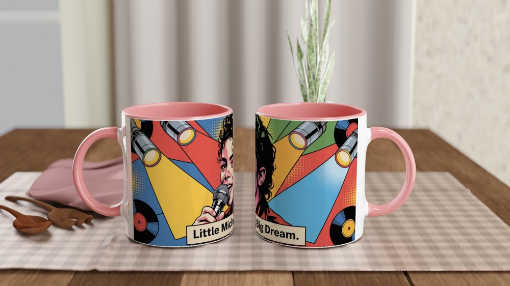 MJ the Musical Mug | Little Michael Big Dream Quote | Musical Theatre Gift | Retro Pop Art Coffee Cup — view 6