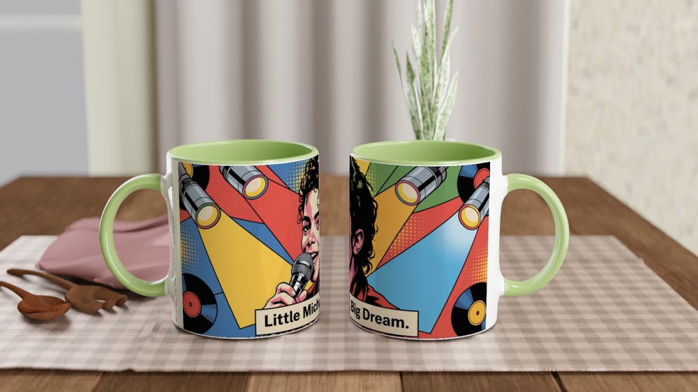 MJ the Musical Mug | Little Michael Big Dream Quote | Musical Theatre Gift | Retro Pop Art Coffee Cup — view 5