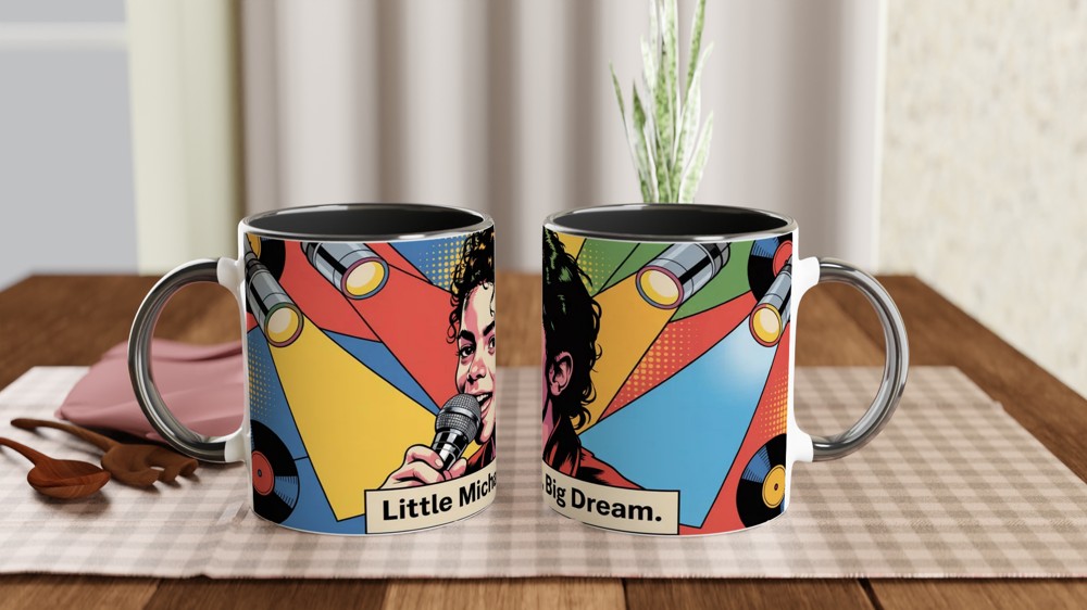 MJ the Musical Mug | Little Michael Big Dream Quote | Musical Theatre Gift | Retro Pop Art Coffee Cup — view 9