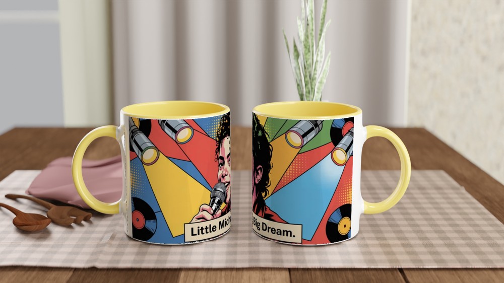 MJ the Musical Mug | Little Michael Big Dream Quote | Musical Theatre Gift | Retro Pop Art Coffee Cup — view 8