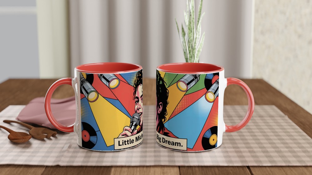 MJ the Musical Mug | Little Michael Big Dream Quote | Musical Theatre Gift | Retro Pop Art Coffee Cup — view 7