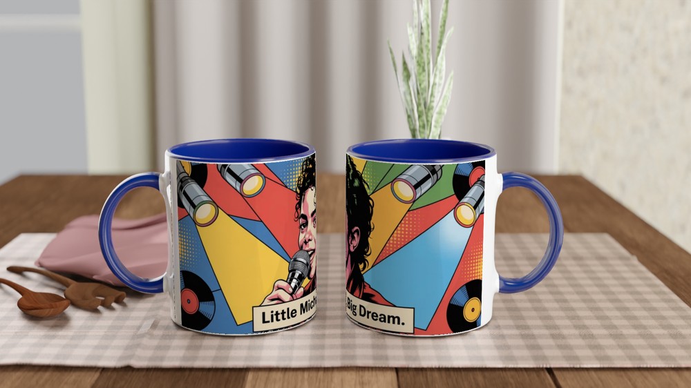 MJ the Musical Mug | Little Michael Big Dream Quote | Musical Theatre Gift | Retro Pop Art Coffee Cup — view 4